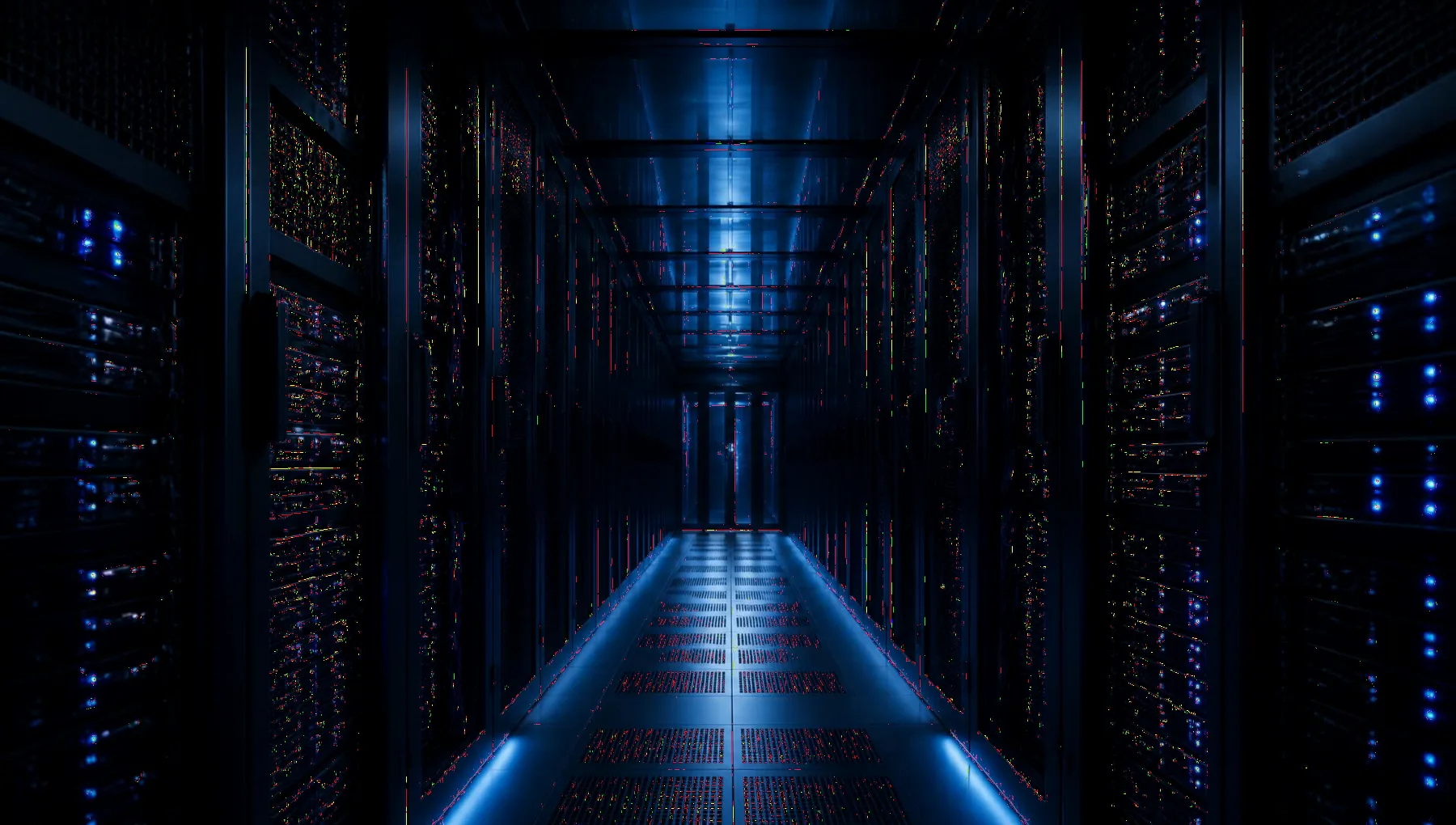GPU compute racks running AI training workloads in a data centre