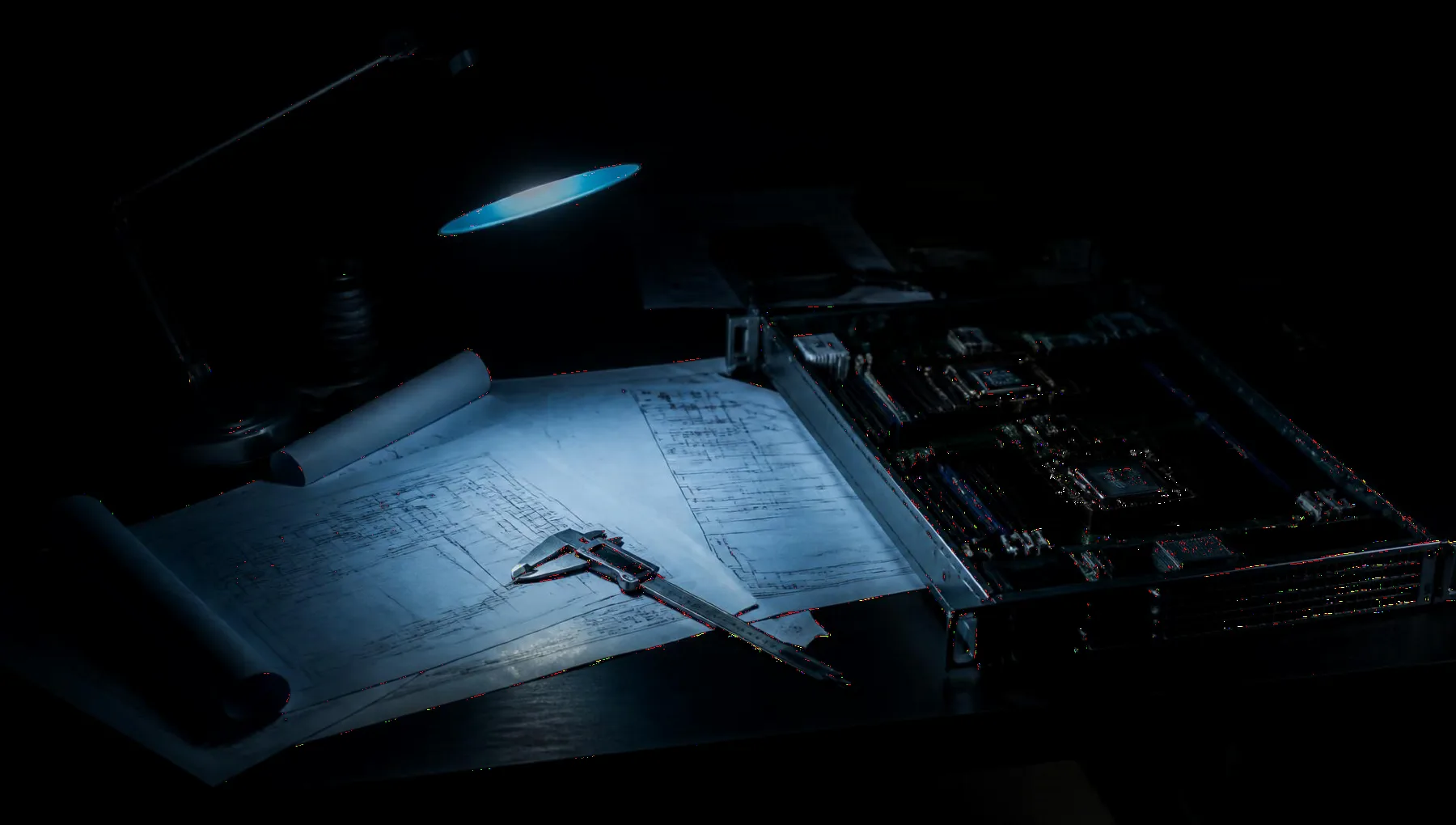 Procurement specialist reviewing hardware specifications at a desk